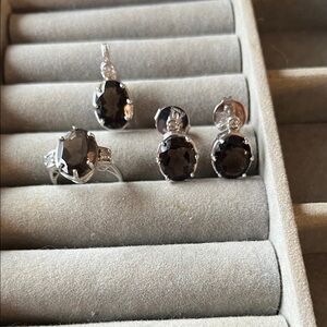 Elegant Silver and Smoky Quartz set
